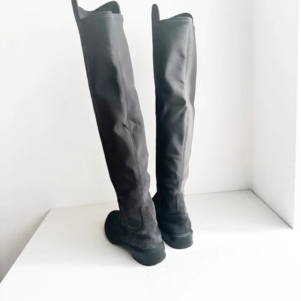 Stuart Weitzman Dark Grey Suede Stretch Back Over the Knee Boots 10.5
